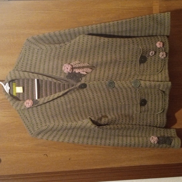 Sigrid Olsen L Lightweight Sweater Snap/Buttons Roses Lace Embellished - Picture 2 of 16